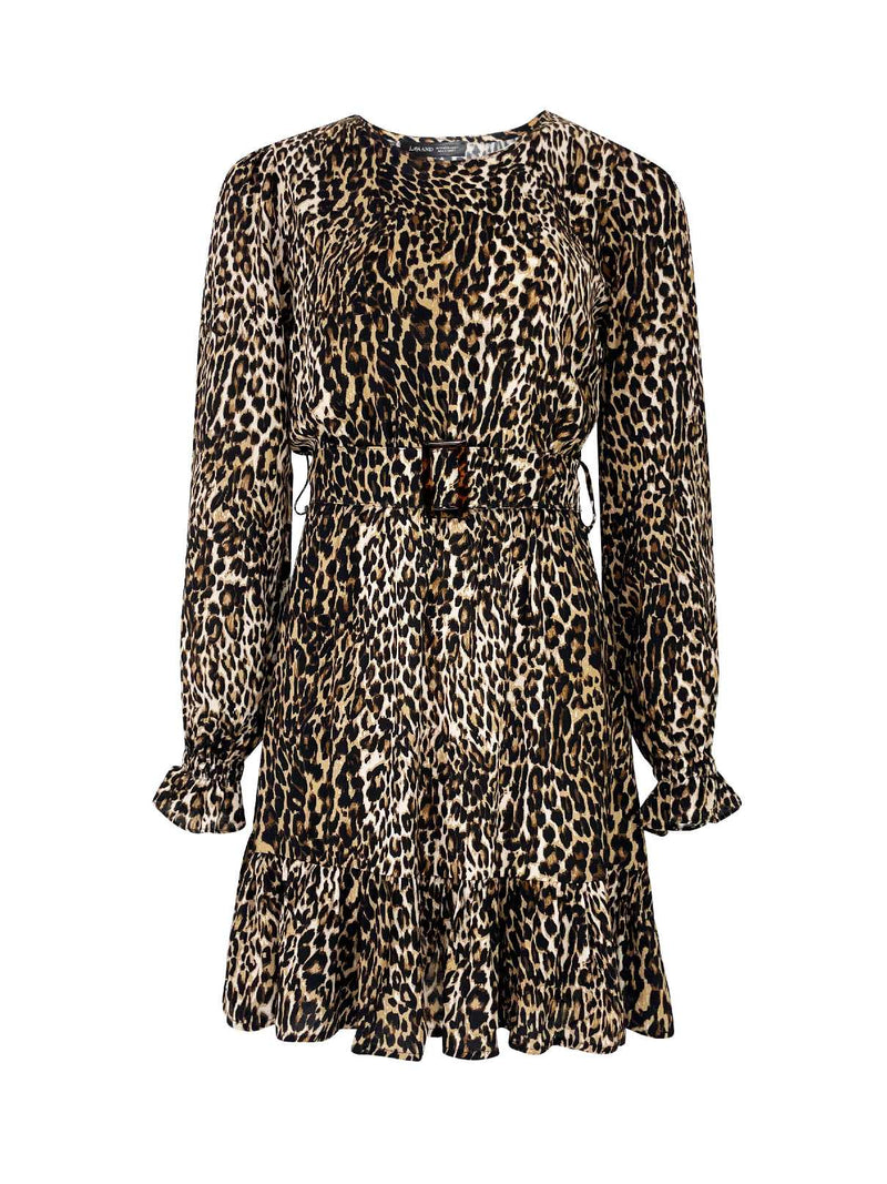 Belted Mini Dress in Leopard Print | Darya