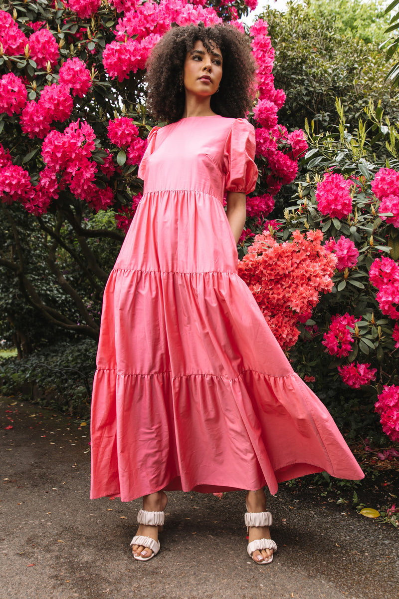 The Frances Cotton Maxi Dress in Watermelon Pink