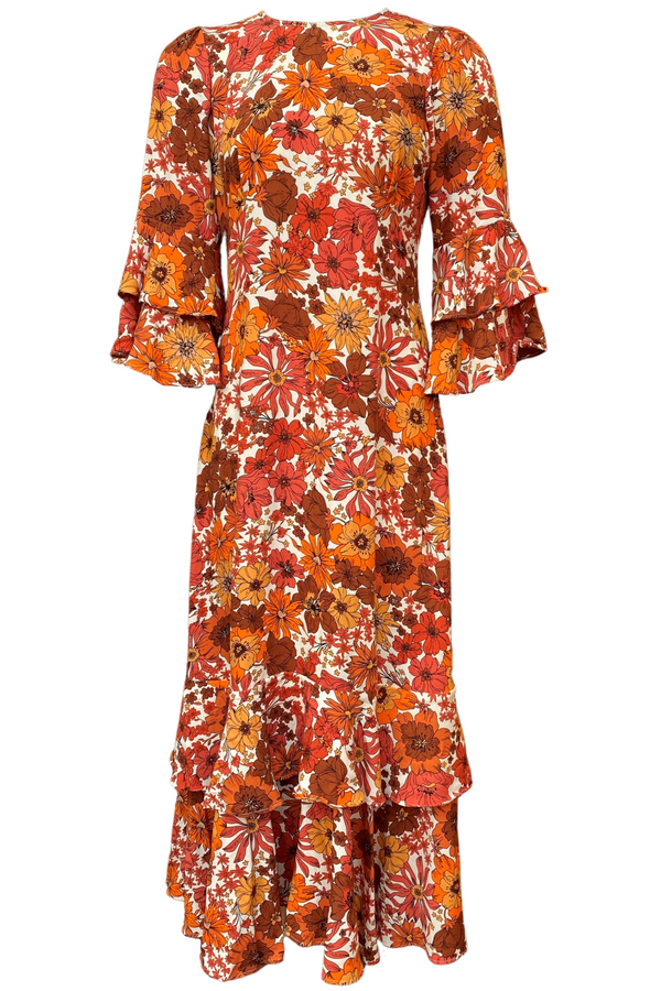The Hazel Frill Maxi Dress in Autumn Floral