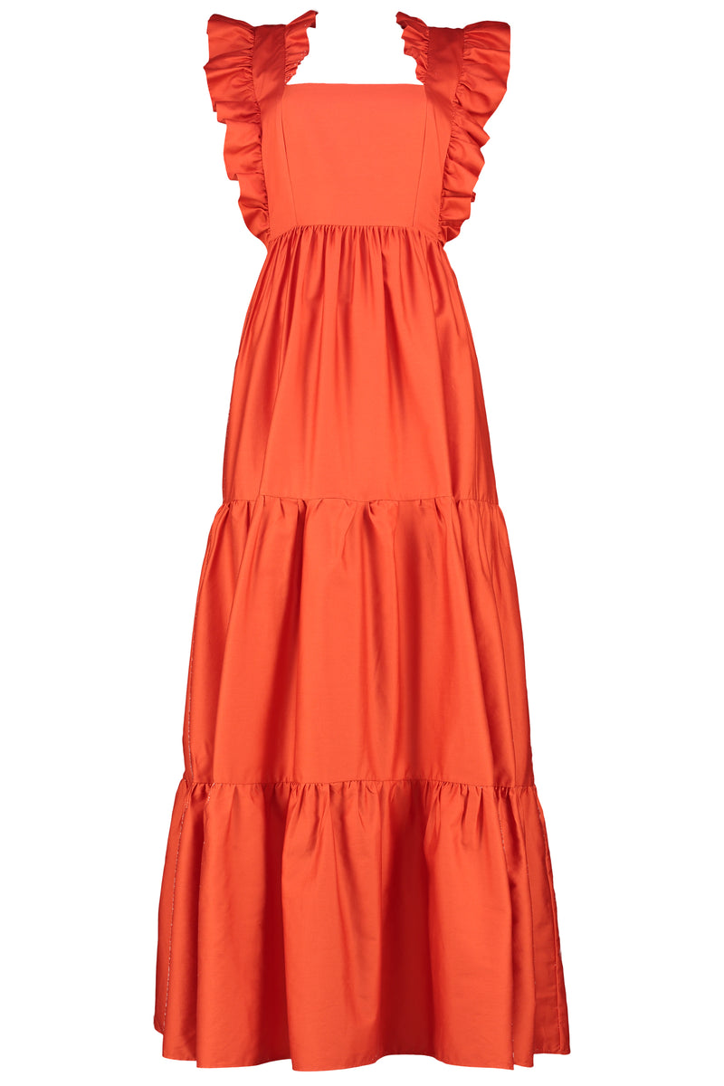 Tie Back Maxi Dress in Sunset Orange for Women