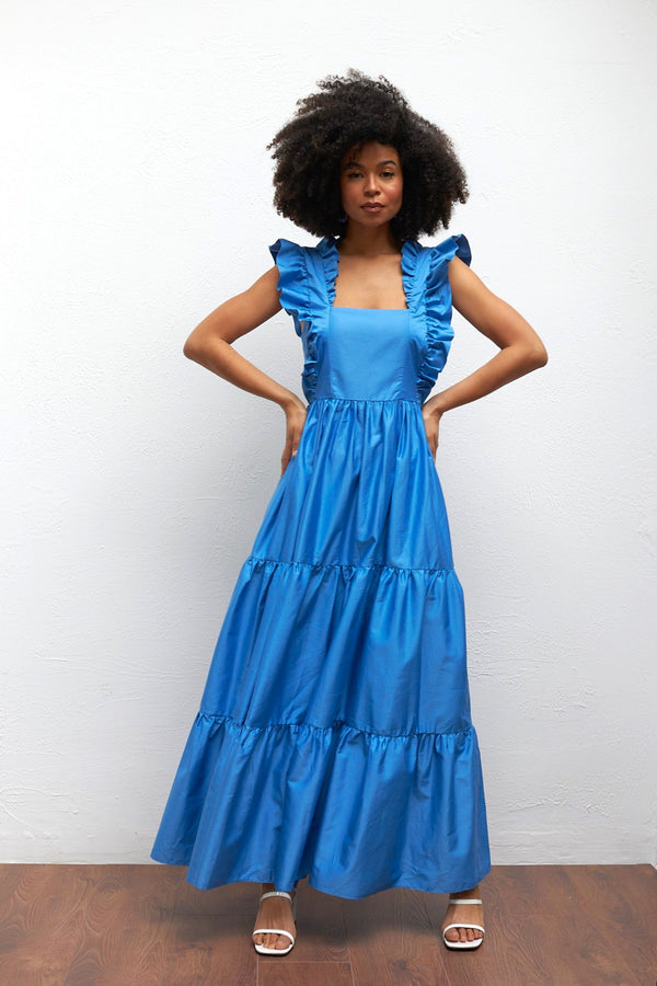 Tie Back Maxi Dress in Cornflower Blue for Women