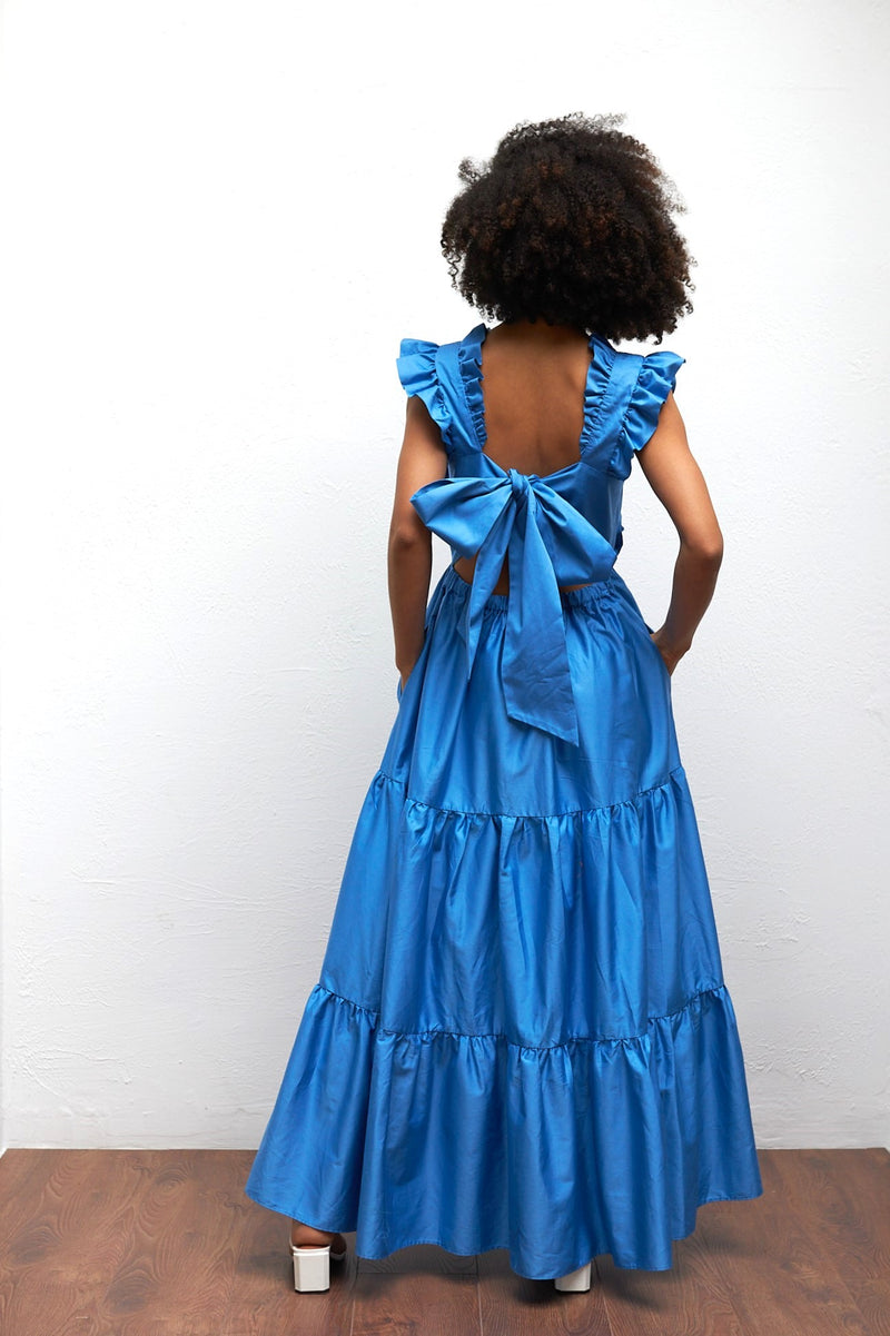 Tie Back Maxi Dress in Cornflower Blue for Women