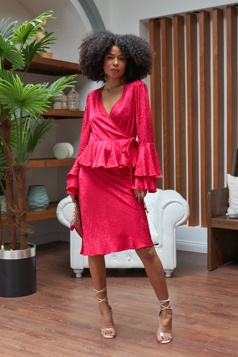 Wrap Top in Pink Daisy for Women