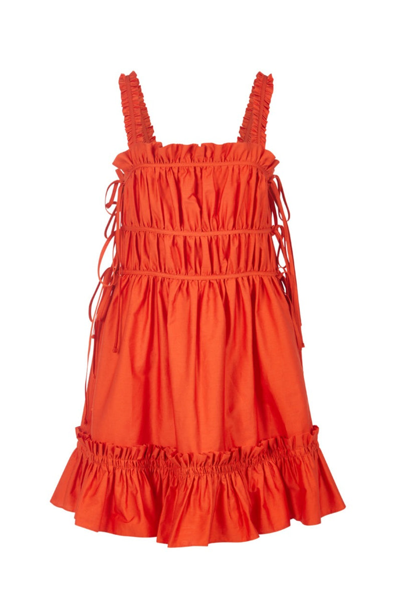 The Isabel Cotton Mini Dress in Sunset Orange
