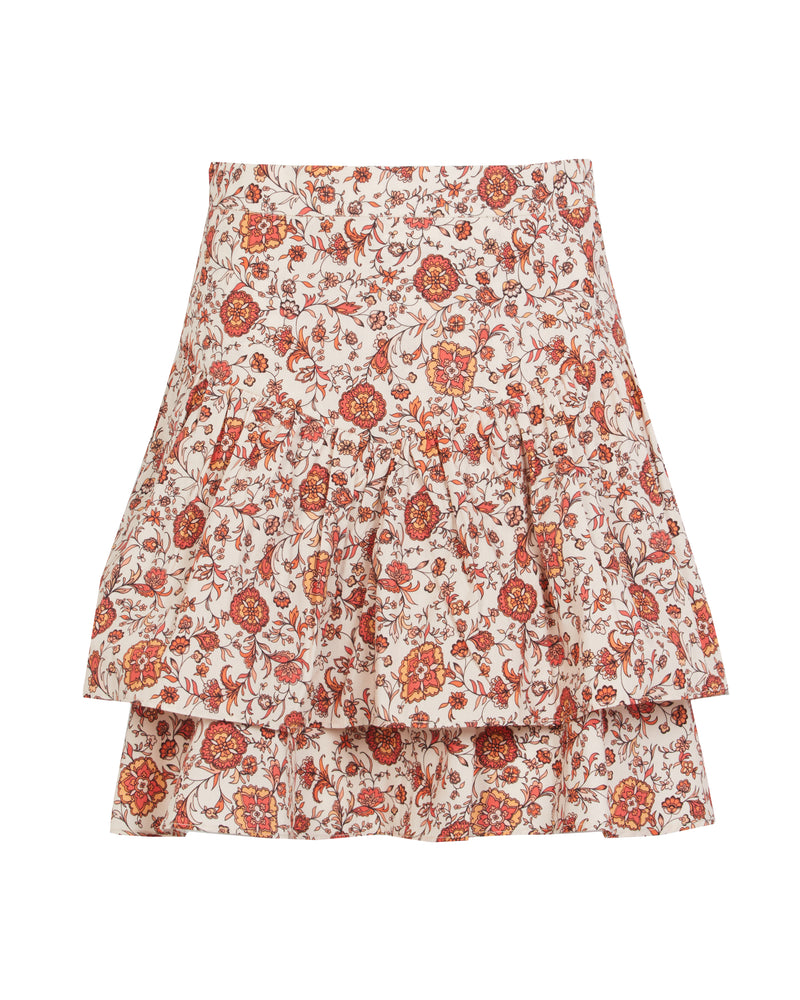 Layered Cotton Skirt for Women, Wild Floral Skirt
