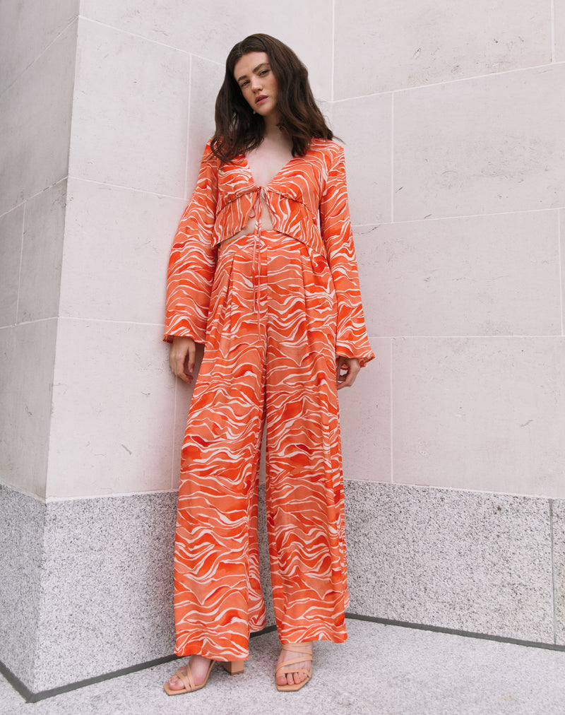 Women's Orange Fabric The Alba Wide Leg Trousers – Lavaand