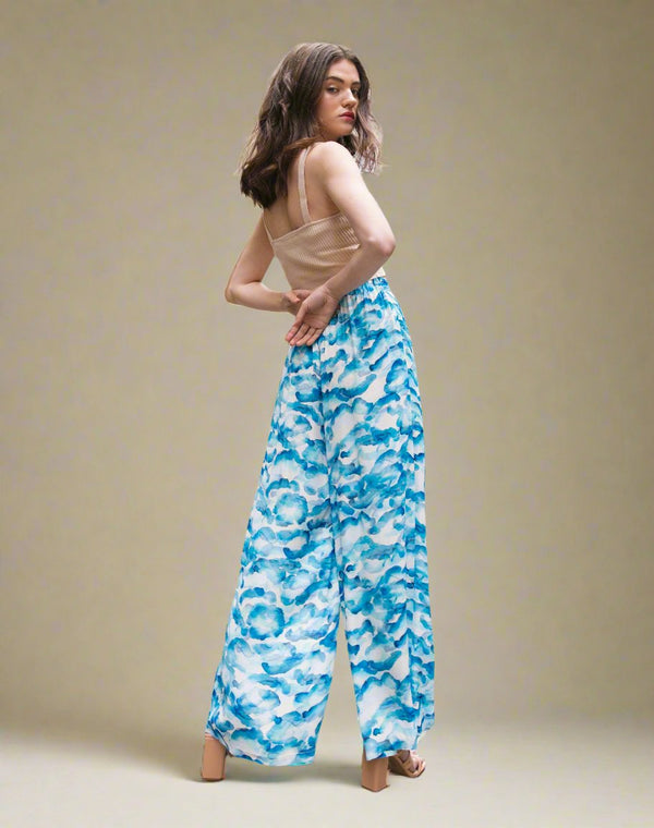 Wide Leg Trousers in Blue Sky